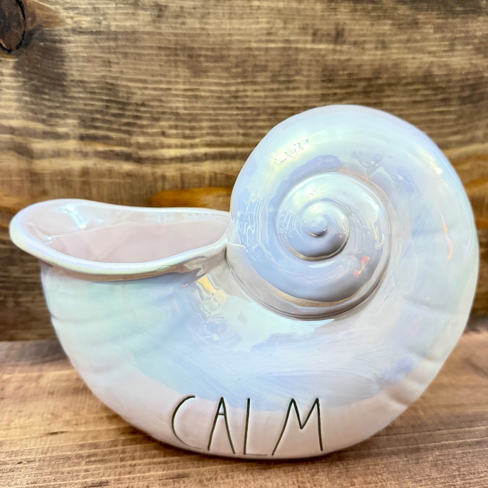 Rae Dunn Iridescent Calm Nautilus Shell Ceramic Planter Decorative Bowl Magenta